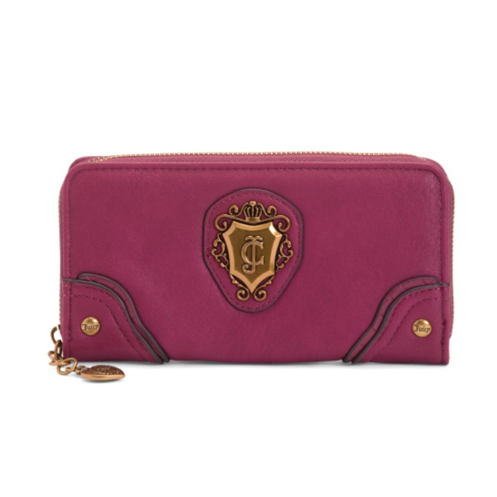 JUICY COUTURE Exclusive Plumberry Romance Gusset Single Zip Around Wallet NWTS